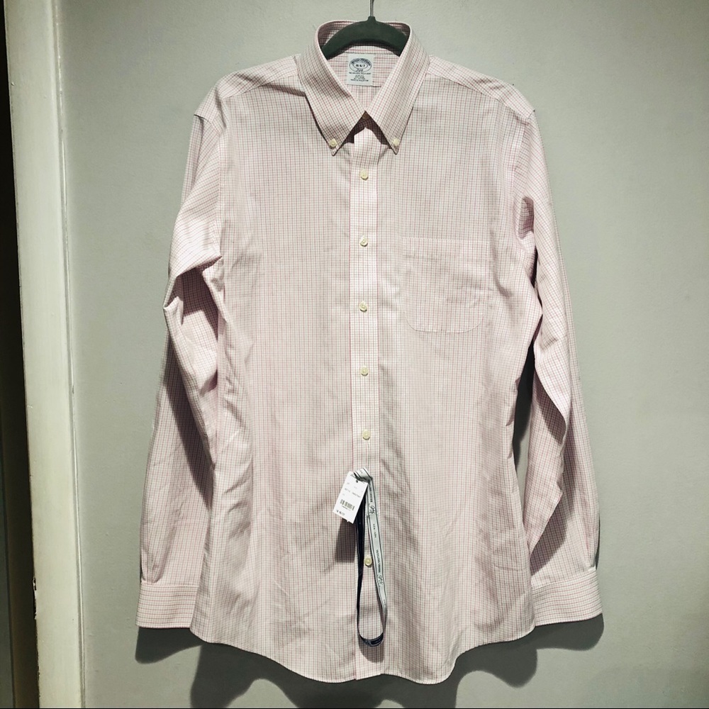 NEW Brooks Brothers 346 Slim Fit Non Iron Long Sleeve Button Down 16-6/7